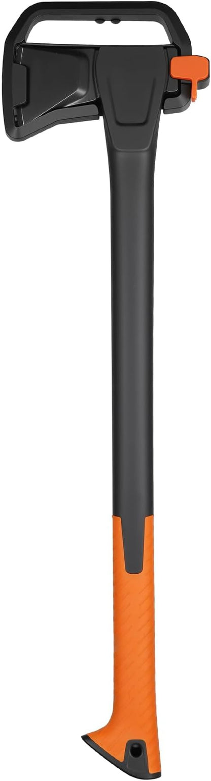 X28 Splitting Axe, 28” Camping Outdoor Hatchet for Wood Splitting and Kindling, Forged Carbon Steel Heat Treated Hand Maul Tool, Nylon Hollow Handle Shock Reduction Handle