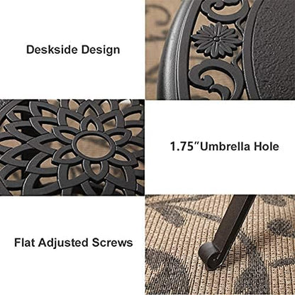 MFSTUDIO 3 PCS Retro Cast Aluminum Patio Bar Set with 2 Swivel Bar Height Stool and 1 Bar Round Table, All Weather Resistant Outdoor Table and Chairs Set