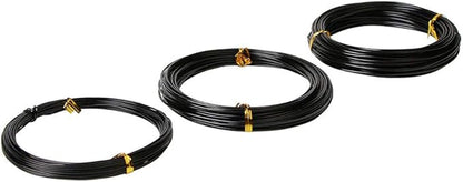 Quality Black Long Lasting Bonsai Training Wire Set of 3 Sizes - 1.0mm, 1.5mm, 2.0mm (32 Feet Each Size)