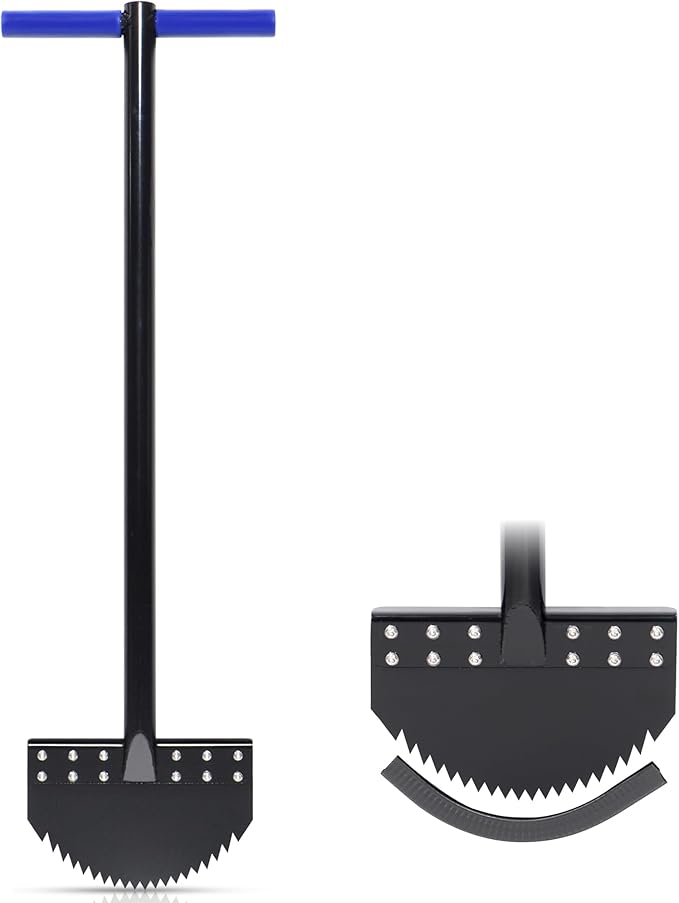 One-Piece 40in Manual Edger Lawn Tool with Spring Steel Blade Manganese Steel Border Edger for Landscaping Rustproof Half Moon Edger with Rubber Handle for Garden Maintenance