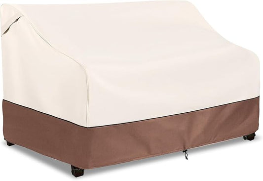 Okcool Heavy Duty Patio Sofa Cover, 100% Waterproof 3-Seater Outdoor Sofa Cover Fits up to 76W x 32.5D x 33H Inches, Lawn Patio Furniture Covers,Beige & Brown
