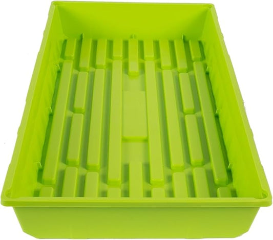 SUNPACK 10" x 20" Mega Plastic Seed Starting Tray, Lime Green, 2.5" - No Drainage Holes, Ideal for Greenhouses or Indoor Gardening - Made of Thick, Strong Plastic