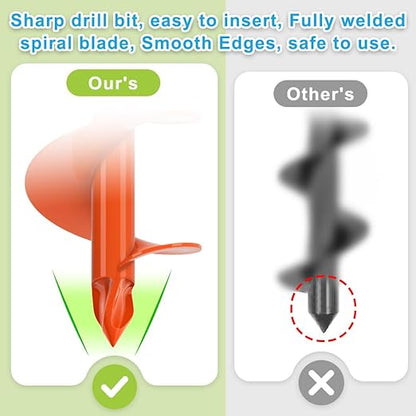 Dolibest 4 x32 Auger Drill Bit for Planting, Steel Garden Auger for Post Hole Digger, Bulb Planter Tool for Beach Umbrella, Mailbox, Fence Post Holes Digger - Fits 3/8" Hex Drill