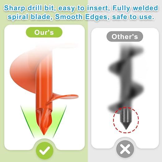 Dolibest 4 x24 Auger Drill Bit for Planting, Steel Garden Auger for Post Hole Digger, Bulb Planter Tool for Beach Umbrella, Mailbox, Fence Post Holes Digger - Fits 3/8" Hex Drill