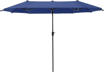 PHI VILLA 13ft Large Patio Umbrellas, Double-Sided Outdoor Market Rectangle Umbrella for Outside, Haze Blue
