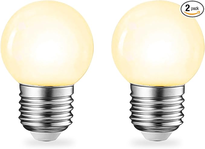 BSOD Full Spectrum Light Bulb, Grow Light Bulbs G45 Small Lightbulbs E26 LED 5W Eq 40W Globe 360-Degree PPFD Sunlight 4000K for Home, Plant, Freezer, Lamp (2 Natural White Bulbs)