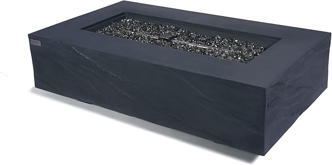 AMS Fireplace | Elementi Plus | Cape Town | 56" Rectangular Slate Black Concrete Propane Gas Fire Pit Table
