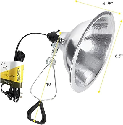 Simple Deluxe Clamp Lamp Light with 8.5 Inch Aluminum Reflector Up to 150 Watt E26 Socket (No Bulb Included) 6 Feet 18/2 SPT-2 Cord,Silver, 1 Pack