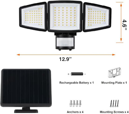 Sylvania Motion Sensor Solar Security Light, Solar Panel, 1800 LMS, Wet Rated, Batteries Included, 5000K, Daylight - 1 Pack (66472)