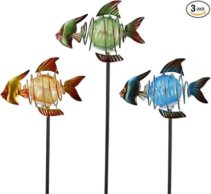 Outdoor Garden Solar Lights,Fish Outdoor Figurine Lights with Stakes,Waterproof Decorative Solar Decor for Patio,Yard,Lawn,Garden Stakes Decorative Present for Mom