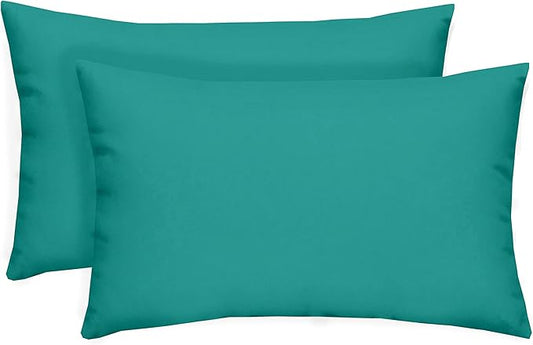 RSH DECOR: Lumbar Throw Pillows Set of 2 | 20” x 12" | All-Weather Spun Fabric | Water and Fade-Resistant | Outdoor Support Pillows for Patio Furniture | Cancun (Blue, Green)