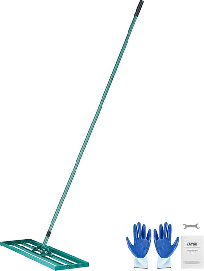 VEVOR Lawn Leveling Rake, 36“ x10 Level Lawn Tool, Heavy-Duty Lawn Leveler with 78"" Steel Extended Handle, Yard Leveling Rake Suit for Garden, Golf Lawn, Farm, Green