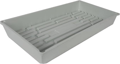 SUNPACK 10" x 20" Mega Plastic Seed Starting Tray, White, 2.5" (Pack of 10) - No Drainage Holes, Ideal for Greenhouses or Indoor Gardening - Made of Thick, Strong Plastic