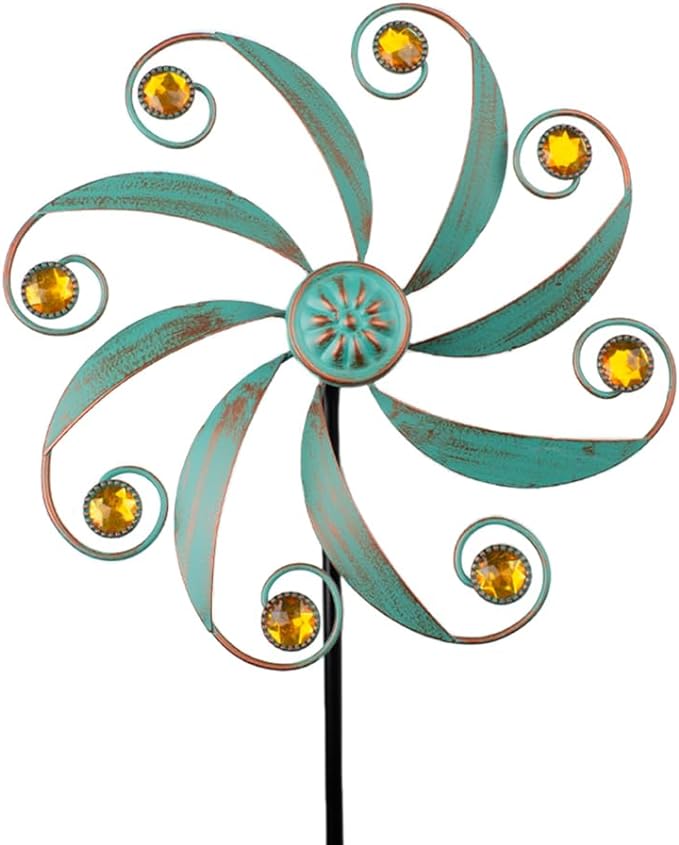 Stargarden Wind Spinner, Metal Outdoor Wind Sculptures & Spinners, Small Garden Pinwheels for Yard and Garden Decor