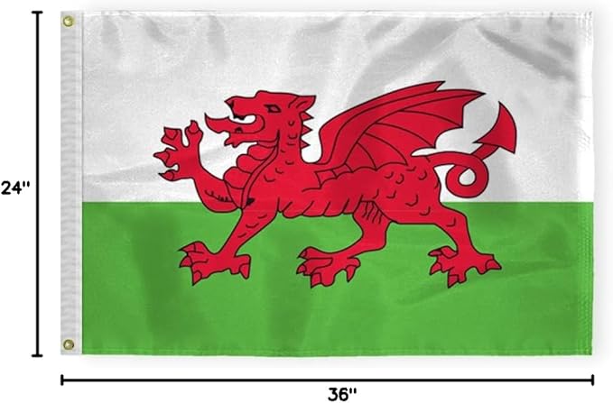 AGAS Wales Flag 2x3 ft Outdoor 200D Nylon Double Stitched Hem Never Rust Brass Grommets Canvas Header Welsh National Flag