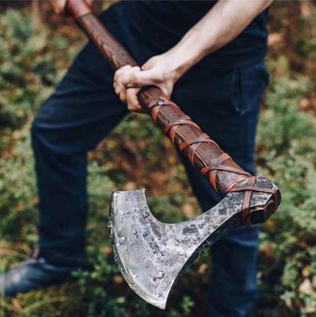 SHINY CRAFTS | 40" Handmade Double Head Norse Axe, Hand Forged Steel Dane Axe with Broad Blade, SCA-08