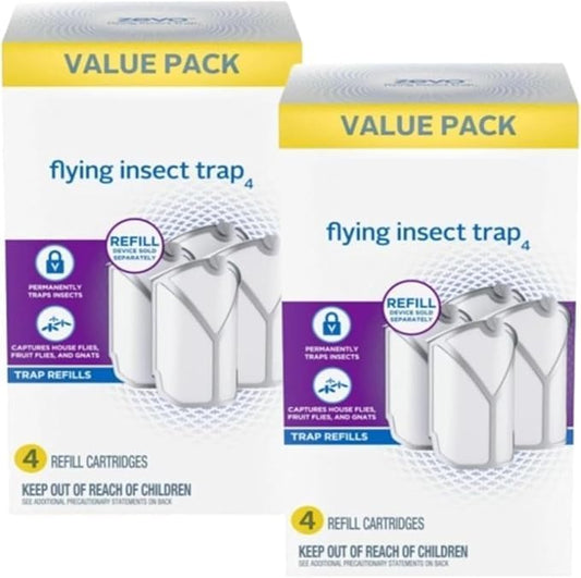 Zevo Flying Insect Trap Refill Cartridges | Long-Lasting Indoor Flying Insect Protection | 8 Refills Cartridges