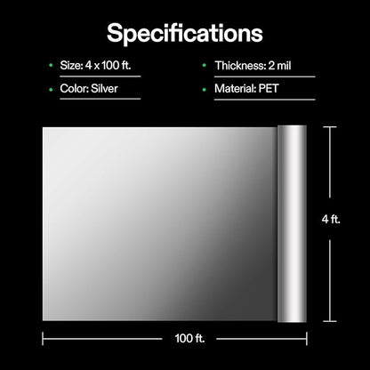 VIVOSUN Highly Reflective Mylar Film Roll 4FT x 100FT for Outdoor Grow Room Indoor Decoration Aluminum Paint Coated 2 Mil Silver