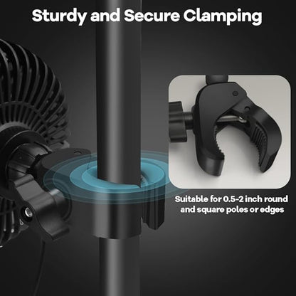Grow Tent Fan, 5in Two Fans for Greenhouse Plant All Direction Ventilation Circulation Instead of Oscillating, Can Work with Timer and Thermostat, 3 Speeds IP54 Waterproof 8ft Cord Power Adapter