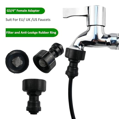 360° Automatic Drip Irrigation Kit - 5/16'' Tubing, Adjustable Spray Nozzle, Copper Atomizing System for Garden/Lawn/Greenhouse, Multi-Directional Rotation, Quick Connectors, 16.4FT