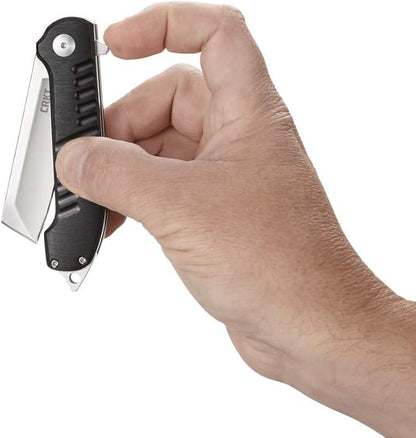 CRKT Razel GT Assisted Folding Pocket Knife: Everyday Carry, Stainless Steel Cleaver Blade with Satin Finish, Liner Lock, Black Aluminum Handle, Lanyard Hole 4031 Multi One Size