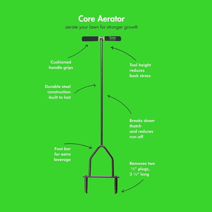Yard Butler Aerators - Durable for Easy Lawn Care & Healthy Growth - Prevent Lawn Damage by Breaking Up Compaction - Ergonomic Gardening Tool, Aerator & Irrigator Bundle