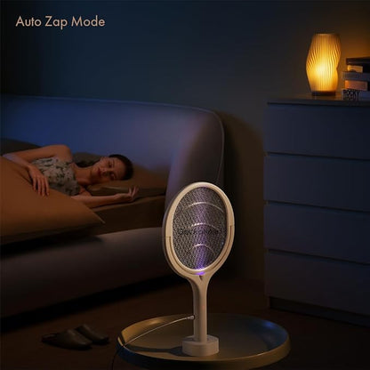 GeckoMan Rotating Head Electric Fly Swatter Racket Rechargeable Bug Zapper Racket Bug Zapper Indoor Fly Zapper Mosquito Zapper Flies Killer for Indoors
