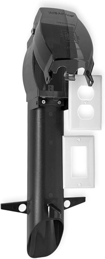 iMBAPrice IMBA-GPD19B-1 19.5" Low-Profile Outdoor Landscape Lighting Garden Post Enclosure for GFCI Devices with Integrated Cover for Electrical Socket Outlet Power, Black