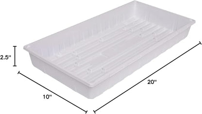 SUNPACK 10" x 20" Plastic Seed Starting Tray, White, 2.5" (Pack of 10) - No Drainage Holes, Perfect for Greenhouses or Indoor Gardening - Ideal for Seedlings and Cuttings
