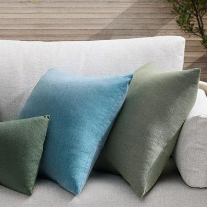 RSH DECOR: Sunbrella Square Throw Pillows Set of 2 | 17" x 17" | Water and Fade-Resistant Performance Fabric | Outdoor Pillow Covers with Down-Alternative Inserts | Cast Silver