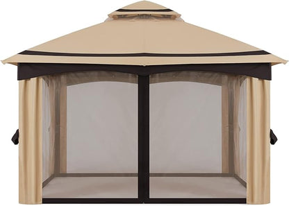 MASTERCANOPY 10x12FT Outdoor Patio Gazebo with Mosquito Netting for Backyard, Patio, Garden Beige