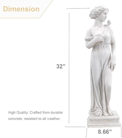 Outdoor Nymph Statues, 32Inch Garden Goddess Sculptures, Greek Mythology Roman Decor, Large Statues for Patio Yard Lawn Porch, Grey (Nymph-Grey)