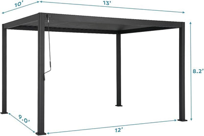 Mirador 111S Round Louvered Pergola Gazebo, 10Ft x 13Ft, Full Aluminum Frame, Adjustable Roof, Outdoor, Durable, Charcoal