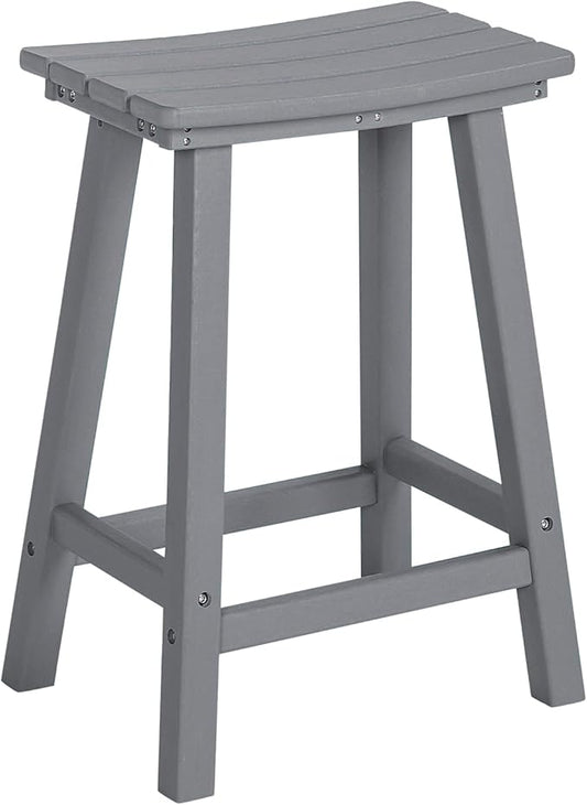 nalone 24 Inch Outdoor Bar Stool, HDPE Bar Chairs with Footrest, Weather Resistant Waterproof Bar Stools Outside Bar Height Stools for Bar, Kitchen Counter, Yard, Balcony (Grey, 24'' Barstools)