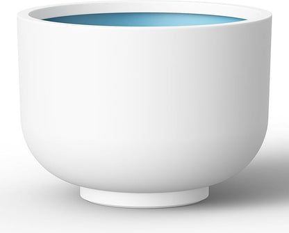 Kante 17.7 Inch Dia Concrete Bowl Planter, Large Tapered Bottom Plant Pot with Drainage, Smooth White Finish with Aqua Blue Interior, Ideal for Porch, Home, Garden, Patio