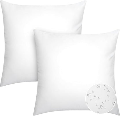 Pack of 2 20x20 Outdoor Pillow Inserts, Water Resistant Throw Pillow Inserts, Cushion Inner Pads for Patio, Furniture, Sofa, Bed, Living Room, Garden Decorative Waterproof Pillow Inserts