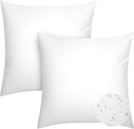 Pack of 2 20x20 Outdoor Pillow Inserts, Water Resistant Throw Pillow Inserts, Cushion Inner Pads for Patio, Furniture, Sofa, Bed, Living Room, Garden Decorative Waterproof Pillow Inserts