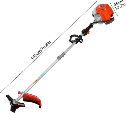 52cc 2 Stroke Gas Weed Wacker, Multi-Functional Gas Powered Brush Cutter, 5 in 1 Tool Weed Wackers, Cordless Hedge Trimmer, Gas Weed Wacker Yard Care Tools, Lightweight Weed Eater Orange