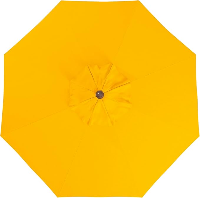 California Umbrella 9' Premium Commercial Hardwood Patio Umbrella, Manual Lift With Sunbrella Sunflower Yellow Fabric