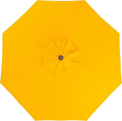 California Umbrella 9' Premium Commercial Hardwood Patio Umbrella, Manual Lift With Sunbrella Sunflower Yellow Fabric