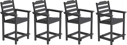 OTSUN Tall Adirondack Chairs Set of 4 with Connecting Tray, 24 inches HDPE Bar Height Outdoor Chairs, All Weather Resistant for Balcony, Porch, Kitchen (4 PCS, Black)