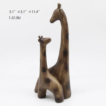 Lukitas Giraffes Statue and Sculpture Decor, Mom-and-Baby Giraffe Figurine, Creative Desktop Decorative Ornaments, Resin 11.5''
