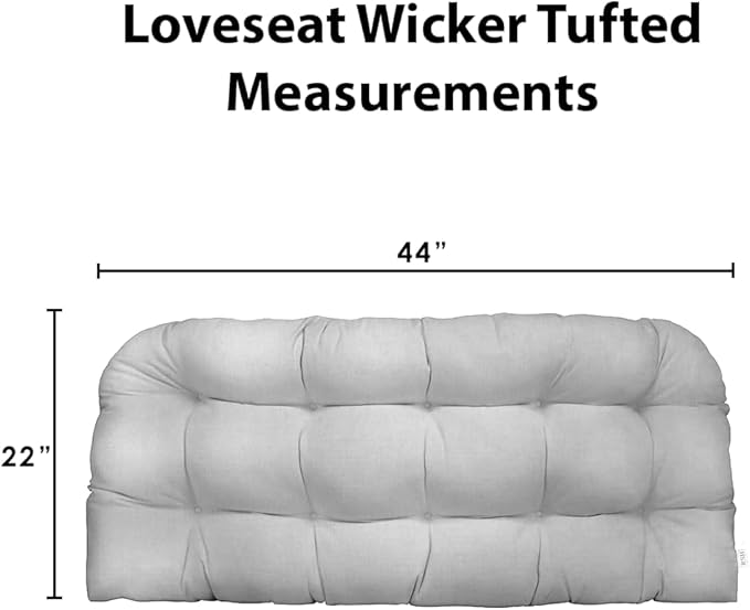 RSH DECOR: Sunbrella Tufted Wicker Loveseat Cushion | 44" x 22" | Outdoor Settee Cushion for Patio Furniture | Crafted with Sunbrella Performance Fabric| Canvas Pacific Blue