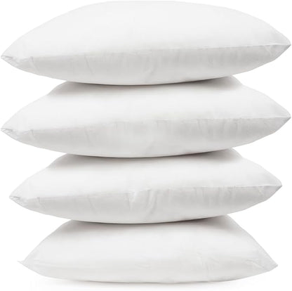 Covers & All Premium Square Throw Pillow Inserts with Covers Set of 4, 20 x 20 Inches White, Decorative Cushions for Couch Sofa Home Decor Office Travel UV Resistant Waterproof Soft Cushions Pillows