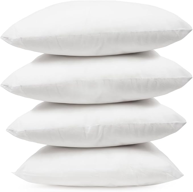 Covers & All Premium Rectangle ThrowPillow Inserts with Covers Set of 4, 16 x 24 Inches White, Decorative Cushions for Couch Sofa Home Decor Office Travel UV Resistant Waterproof Soft Cushions Pillows