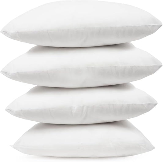 Covers & All Premium Rectangle ThrowPillow Inserts with Covers Set of 4, 16 x 24 Inches White, Decorative Cushions for Couch Sofa Home Decor Office Travel UV Resistant Waterproof Soft Cushions Pillows