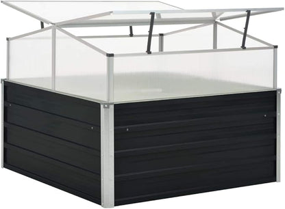 Galvanized Steel Greenhouse, 39.4"x39.4"x30.3", Black