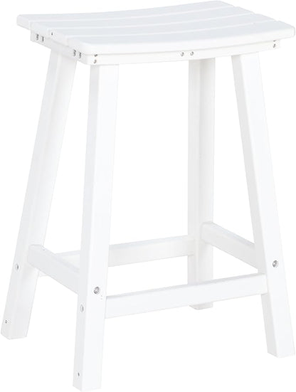 nalone 24 Inch Outdoor Bar Stool, HDPE Bar Chairs with Footrest, Weather Resistant Waterproof Bar Stools Outside Bar Height Stools for Bar, Kitchen Counter, Yard, Balcony(White, 24'' Barstools)