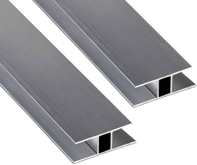 Aluminum H Connectors - Fits 4mm, 6mm, 8mm, or 10mm Twin-Wall Greenhouse Panels, Join 2 Pieces of Panels Together, 4-Foot Length, 10 Pieces (10mm Aluminum H Connectors - 4ft)