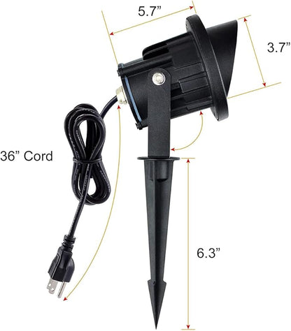 GBS9809 LED Spotlights, 9W 120V Line Voltage, 5000K Daylight, with Metal Ground Stake, Outdoor Flag Light, Landscape Spotlight, Corded Plug, Not Dimmable (Pack of 2)